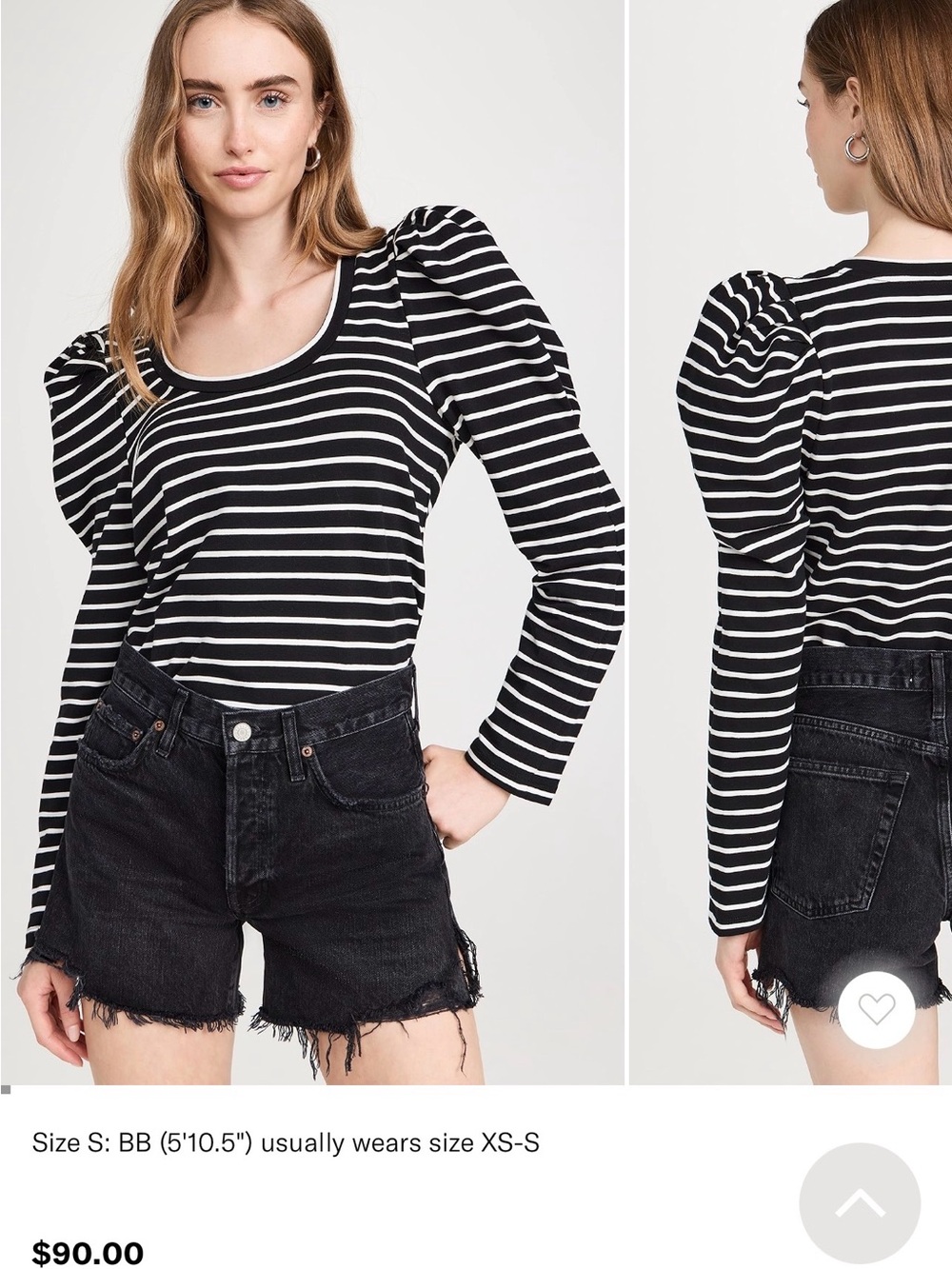 English Factory Black & White Striped Puff-Sleeve Top